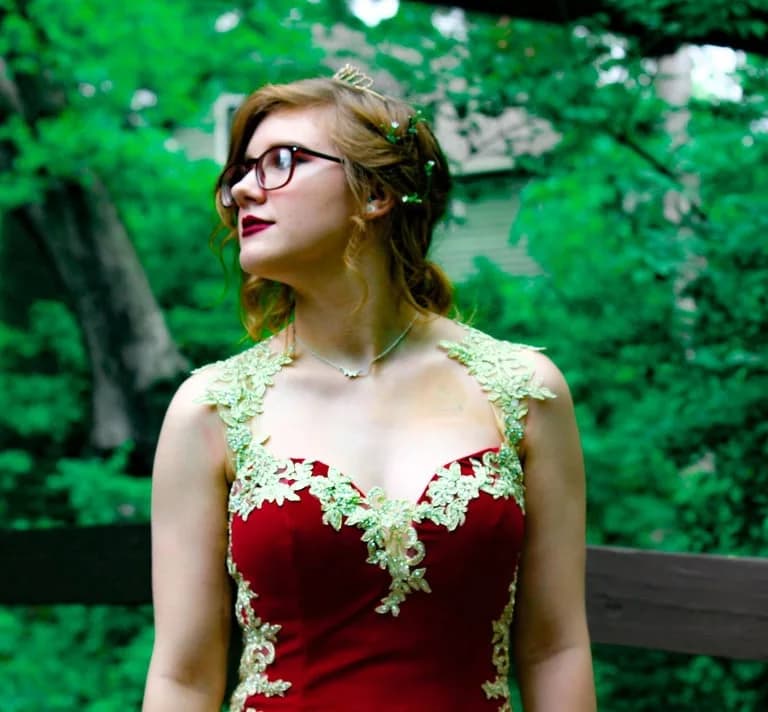 Retrato · vestido rojo